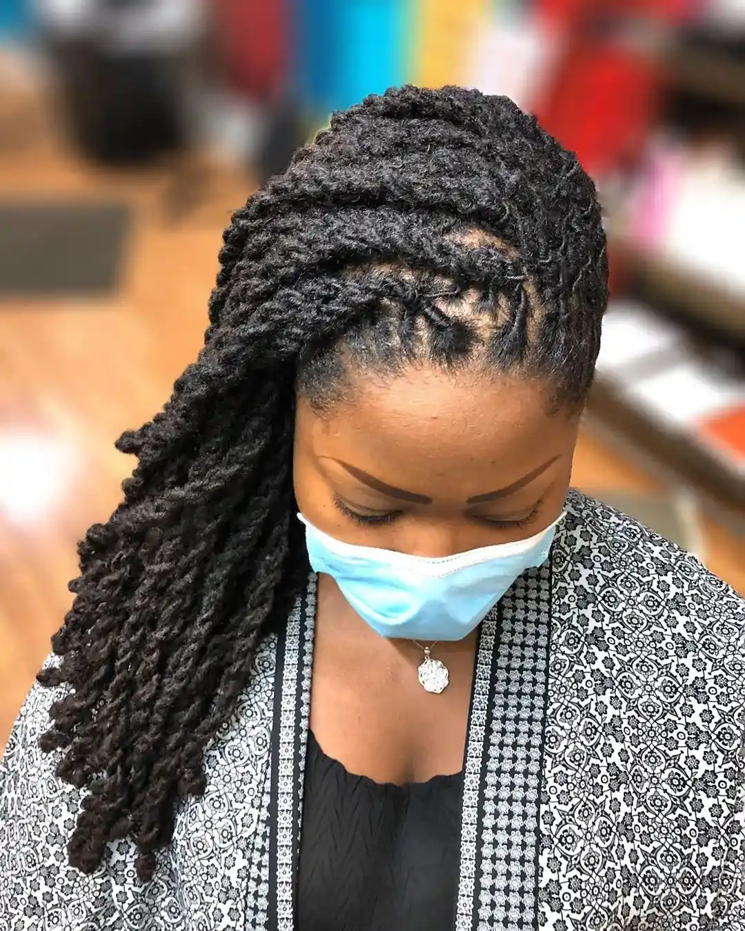 Side-Swept Braided Dread Locs