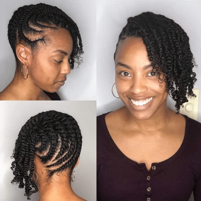 Half Updo Protective Twist Styles for Medium Length