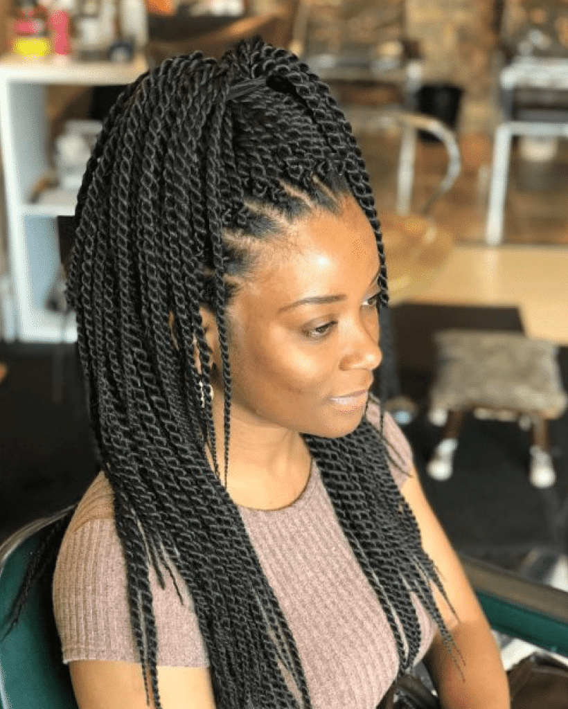 Medium Rope Twisted Style in Half Pony Tail