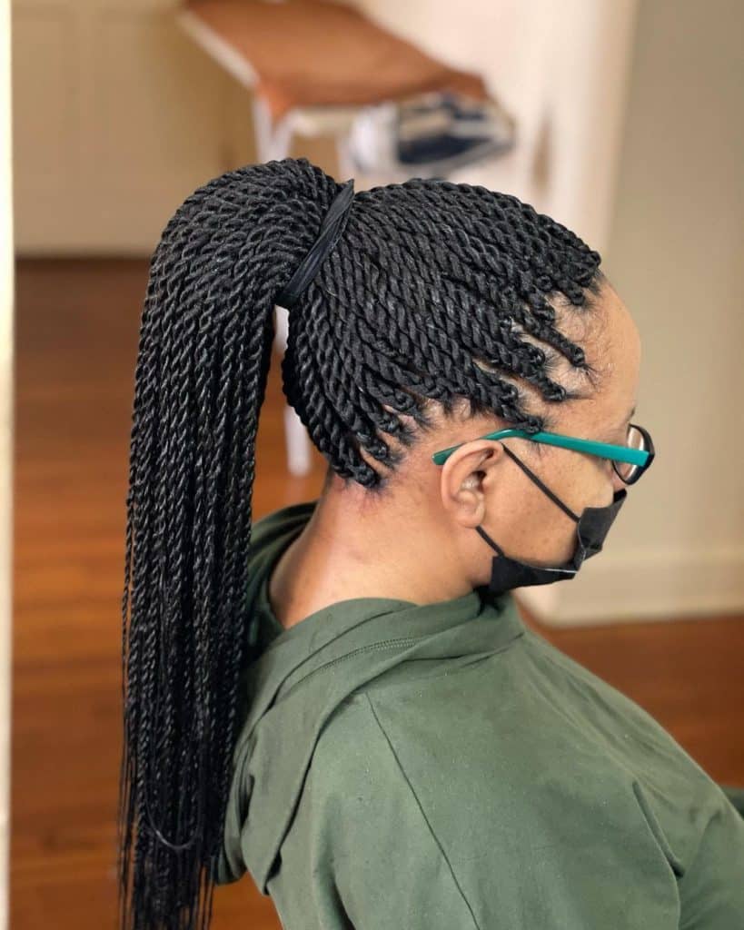 Medium Length Twist Styles with High Ponytail