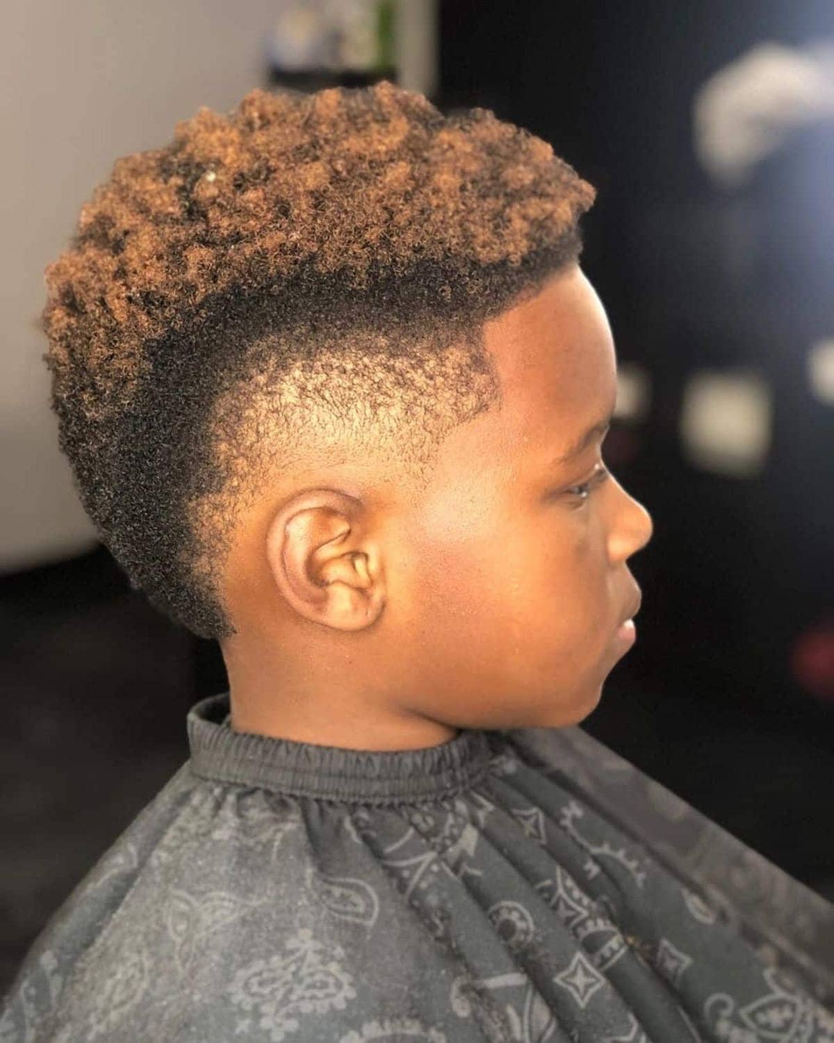 Frohawk with Burst Fade for Black Kid hair style for kids