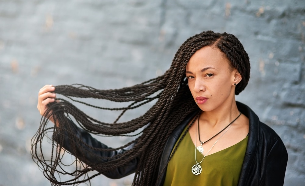 Beautifully,Twisted,Braids.,Portrait,Of,An,Attractive,Young,Woman,With