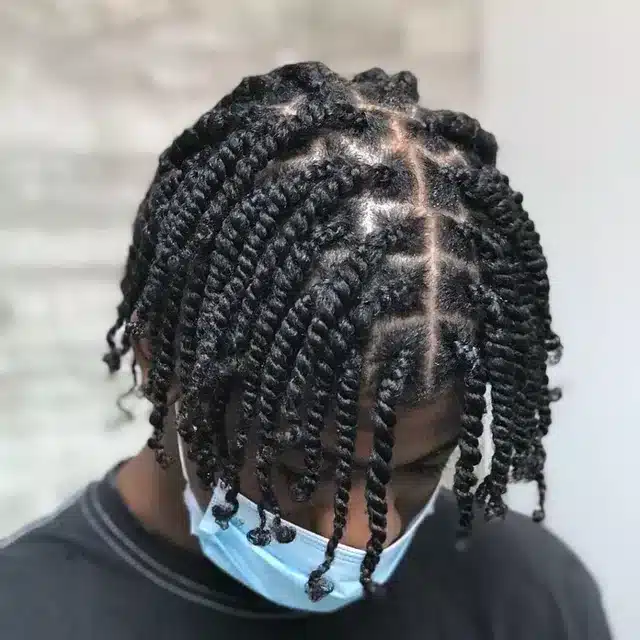 Two stranded Twist hairstyles from top view of head