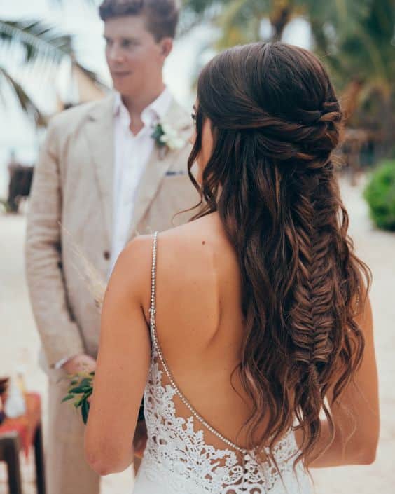 a bride with Bohemian Fishtail Braid