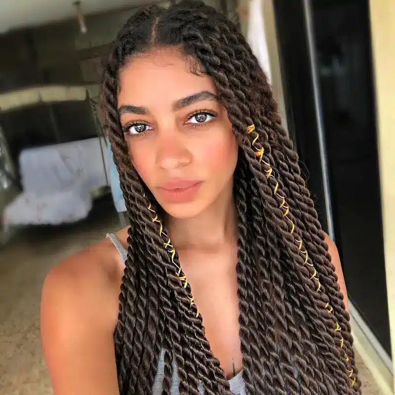 a girl with Senegalese Twists hairstyle