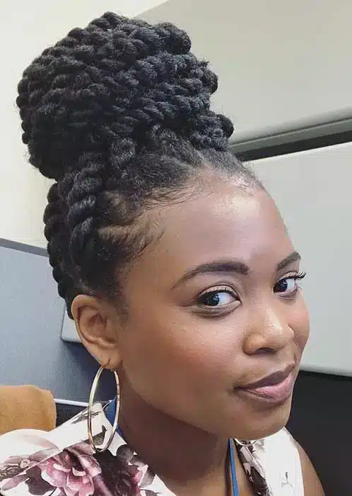 a lady having Marley Twist Updo  hair style