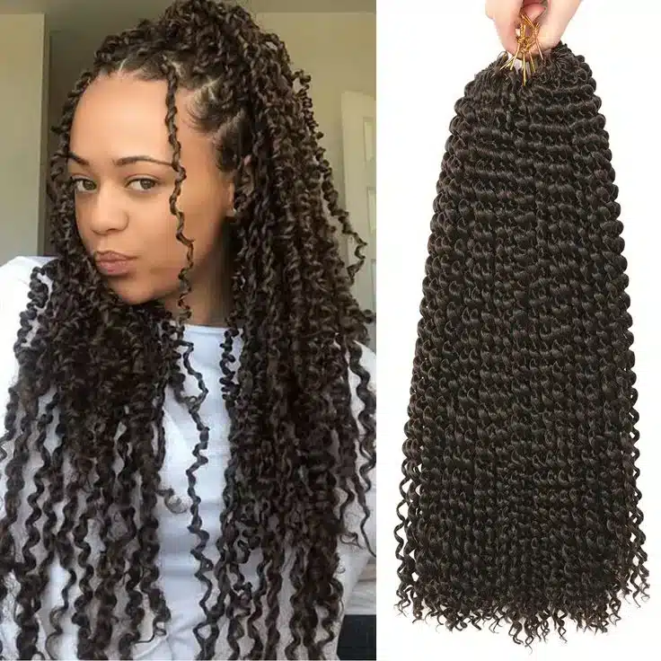 a lady having Passion Twists  alongside Passion Twists  extension