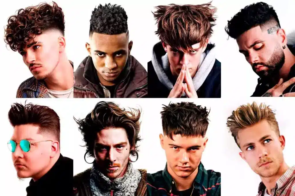 different men with different hair types and hair styles