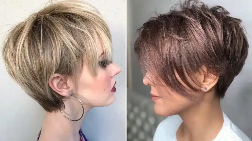 two ladies having Pixie Cut with Volume on Top