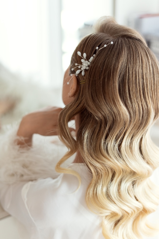 Wedding,Hairstyle,,Hollywood,Wave,,Blond,Hair