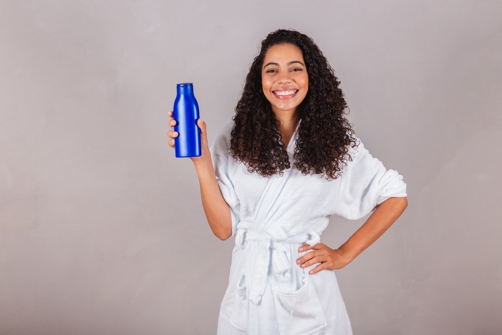 Brazilian,Black,Woman,,Wearing,Bathrobe,And,Towel.,Curly,Hair,,Spa,