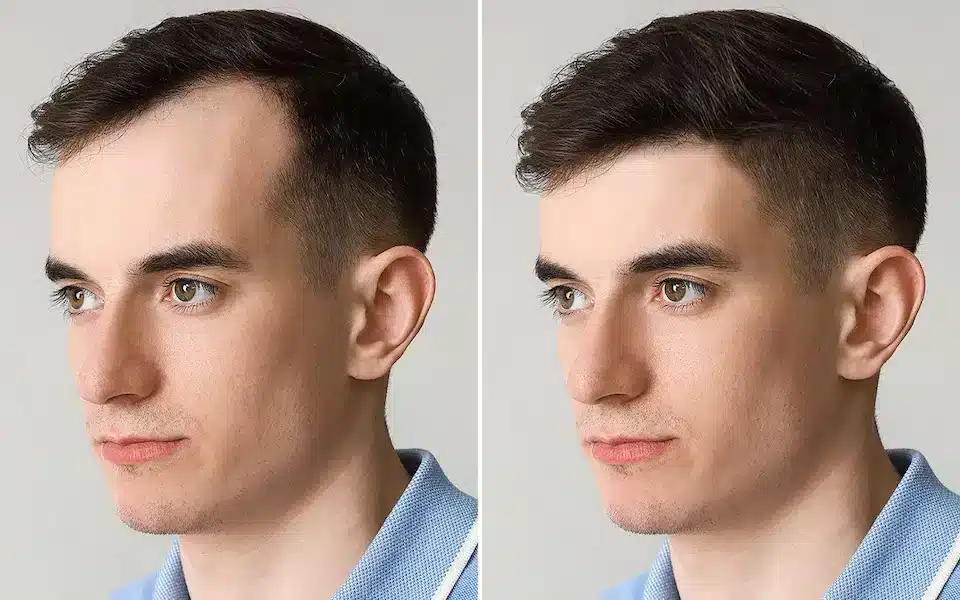 before and after of men with thin hair treatment